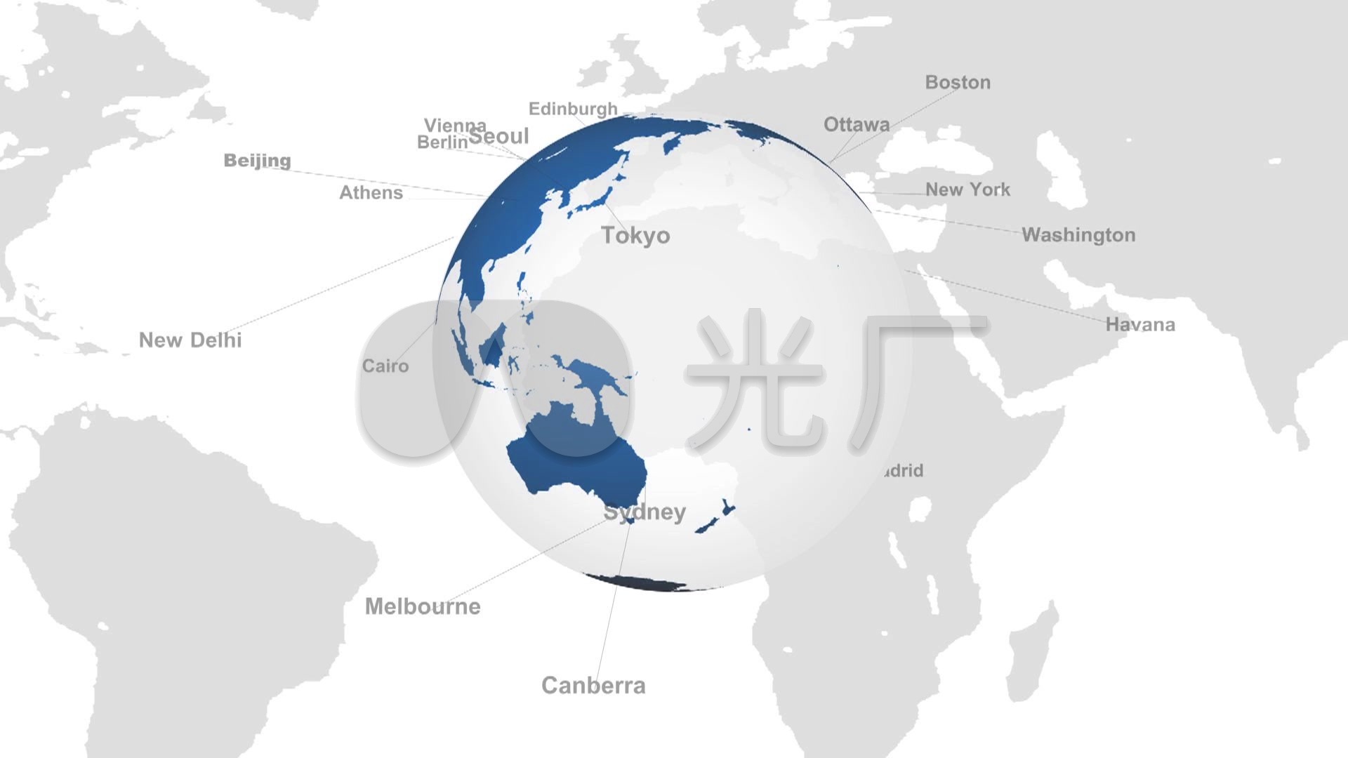 地球旋转世界地图城市名称电视广告视频_192