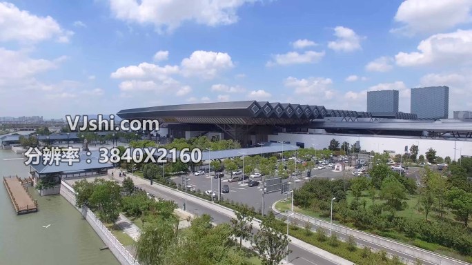 苏州火车站航拍4K素材外城河轨道