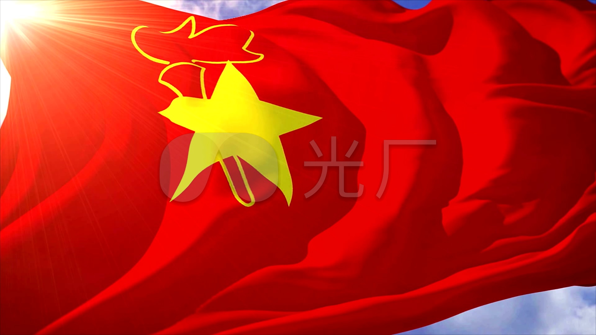 中国少先队队旗飘飘led背景视频_1920x1080_高清视频素材下载(编号