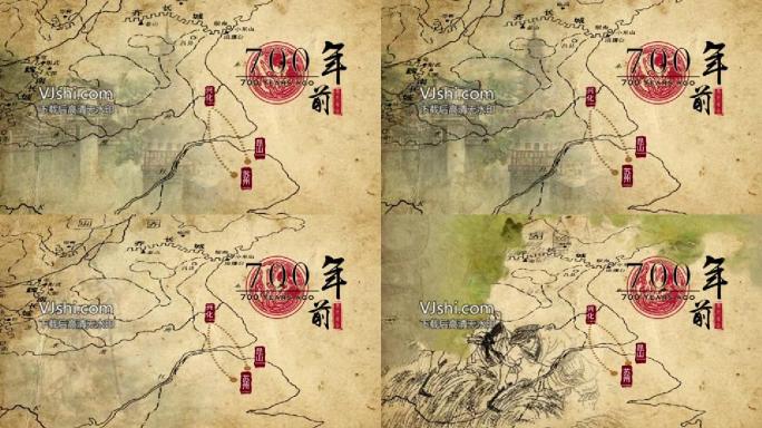 水墨中国风700年前人类历史变迁过程