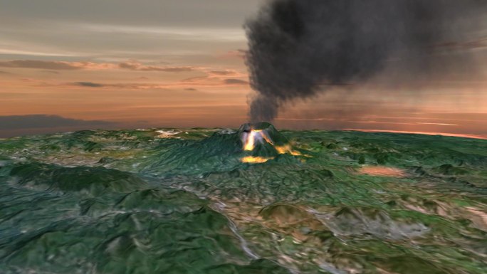 火山喷发三维模拟动画