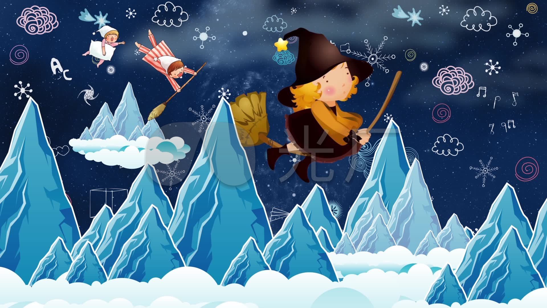 卡通魔法校园儿童节歌曲舞蹈晚会舞台背景1_1920x1080_高清视频素材