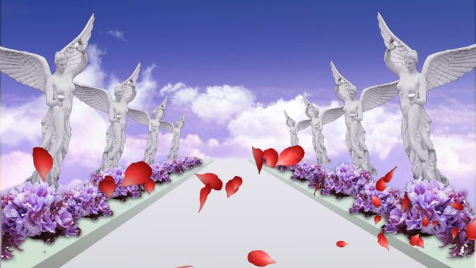 婚礼天使雕塑走廊循环背景