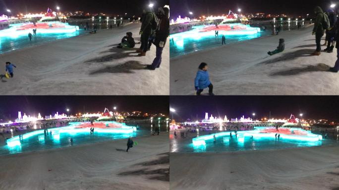 小孩子冰面滑行