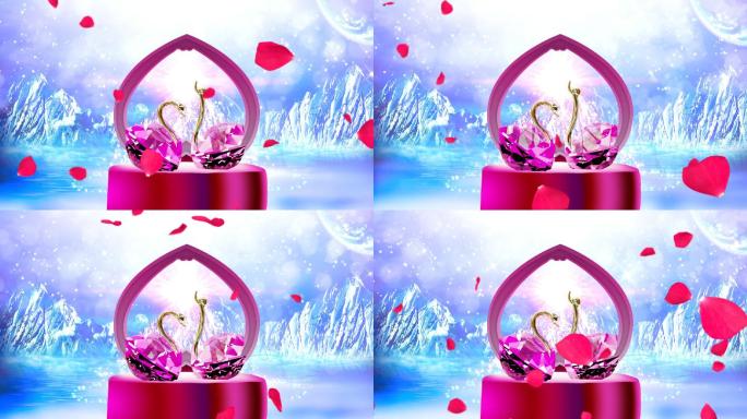 唯美冰雪世界水晶天鹅音乐盒视频