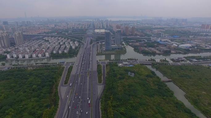 南环路航拍南环高架桥4K道路车流