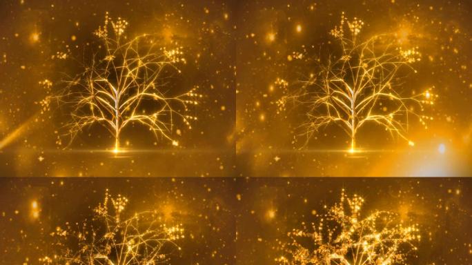 金色树生长LED舞美背景视频