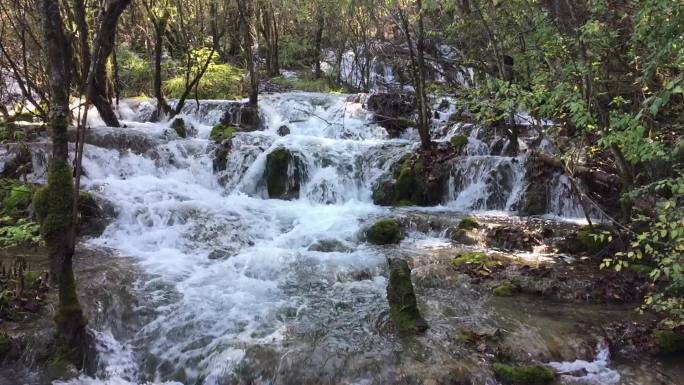 流水风景绿树旅游湖水