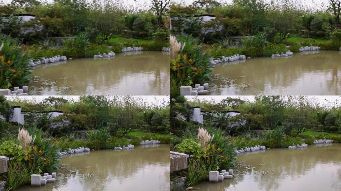 中式公园池塘湖水1