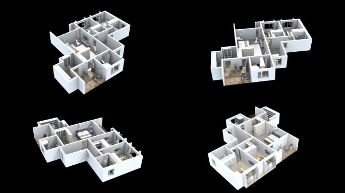 三维旋转户型建筑动画