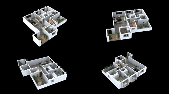 三维旋转户型建筑动画