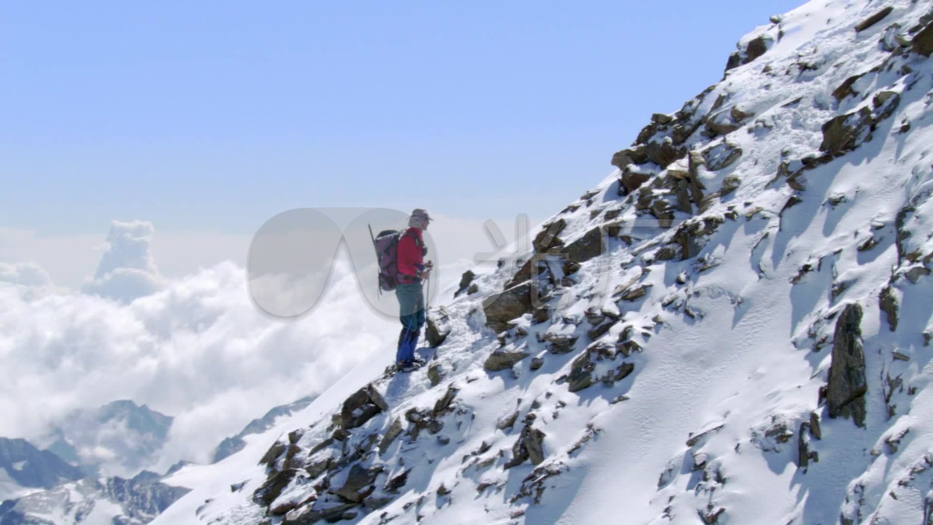 登山爬雪山高清成功励志攀登高_1920x1080_高清视频素材下载(编号