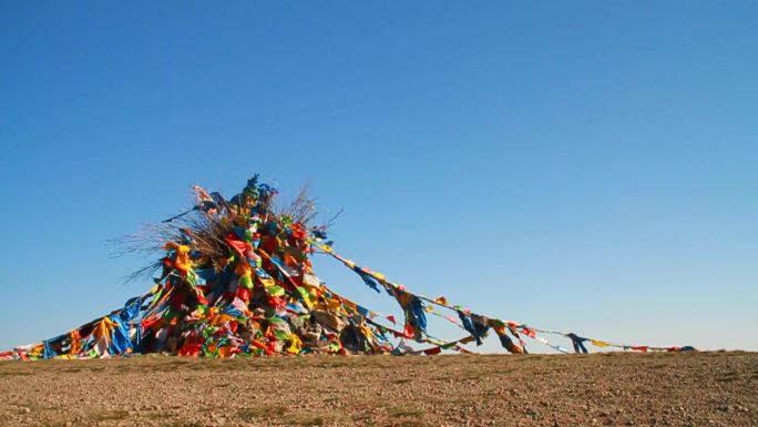 呼伦贝尔秋季敖包素材