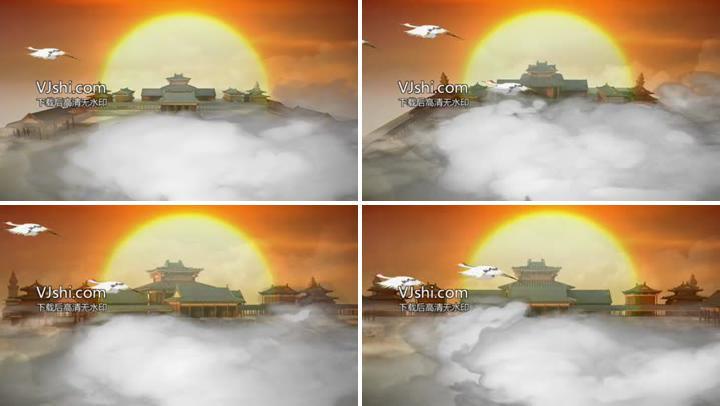 云雾缭绕仙鹤飞