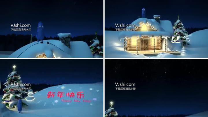 3D动画点亮圣诞树庆祝新年片头视频