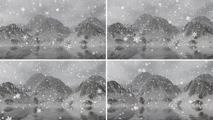 湖边下雪背景