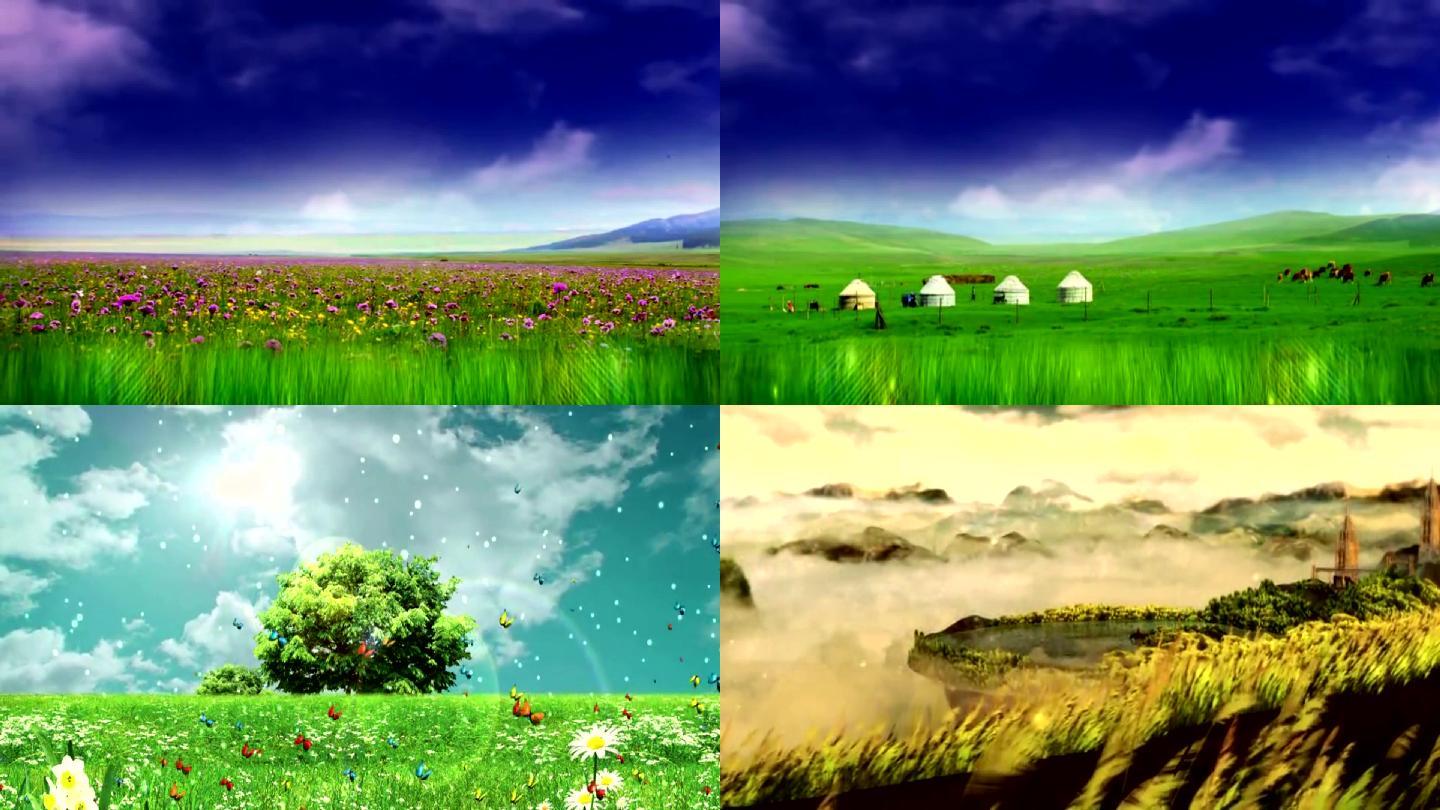 草原蒙古包河流卓玛歌曲背景