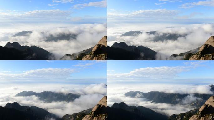 鳌鱼峰拍摄流动的云海延时摄影