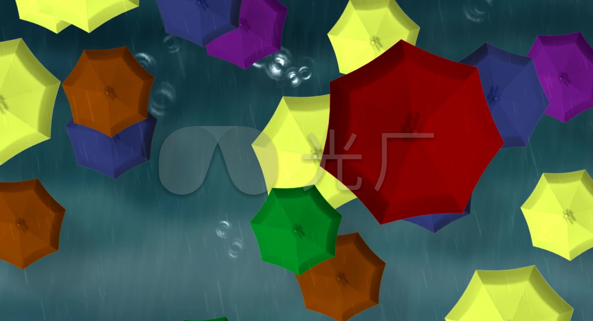 歌舞《滴答》雨伞下雨彩虹led背景素材_1920x1040_高清视频素材下载