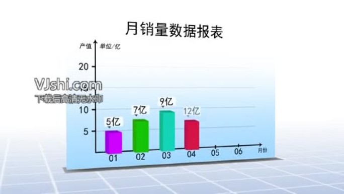 三维带文字框业绩增长报表