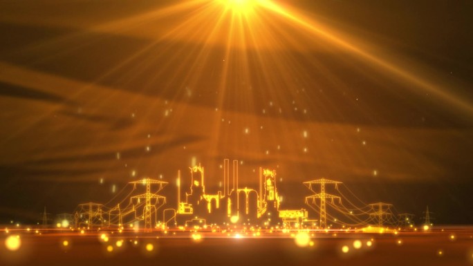 金黄色国网电力粒子光效视频背景动画素材