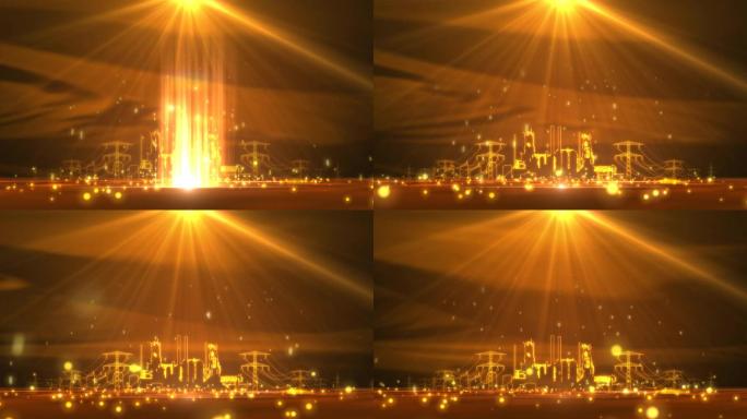 金黄色国网电力粒子光效视频背景动画素材