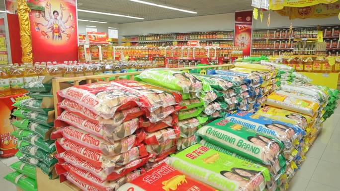 超市大米食用油实拍素材
