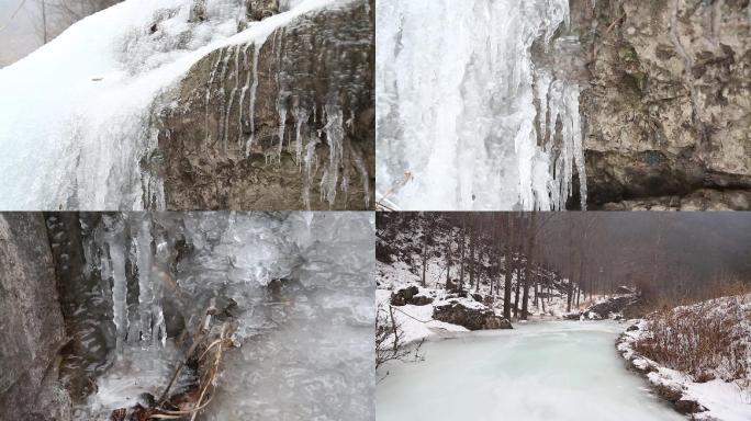 冬季美景冰瀑冰河滴水成冰