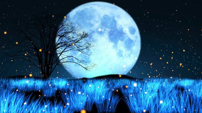 唯美草原大月亮