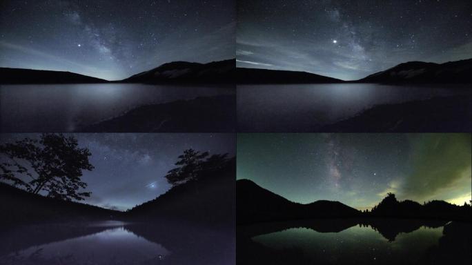 银河星空湖泊延时摄影