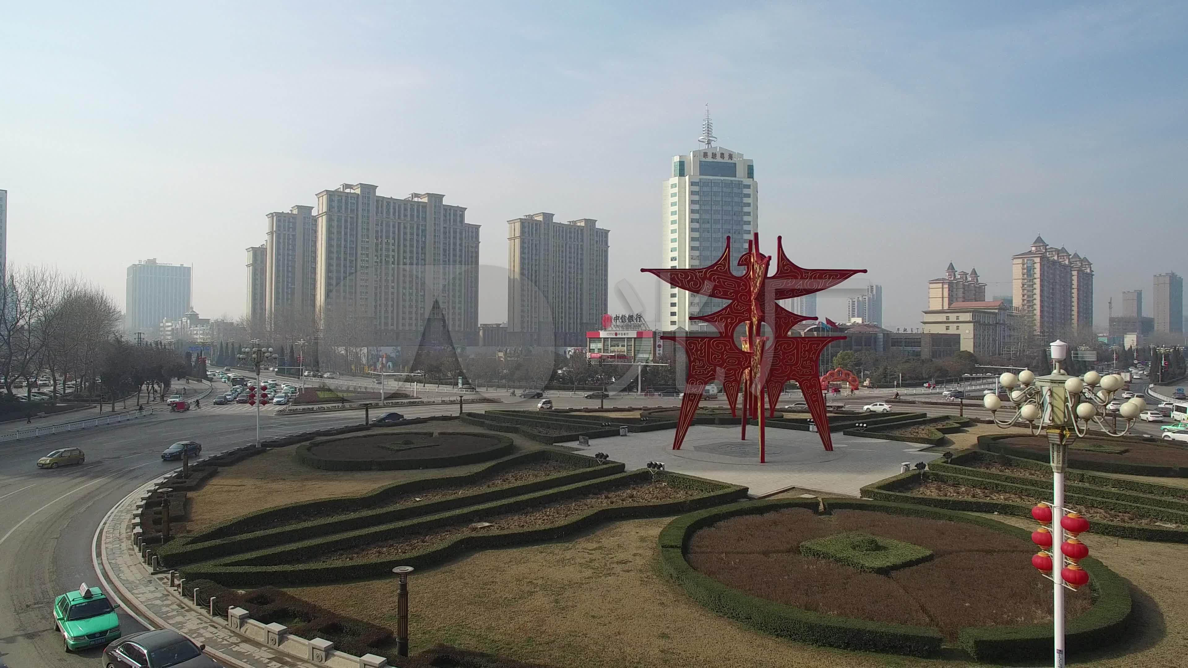 商丘航拍商字广场_3840x2160_高清视频素材下载(编号:966059)_实拍