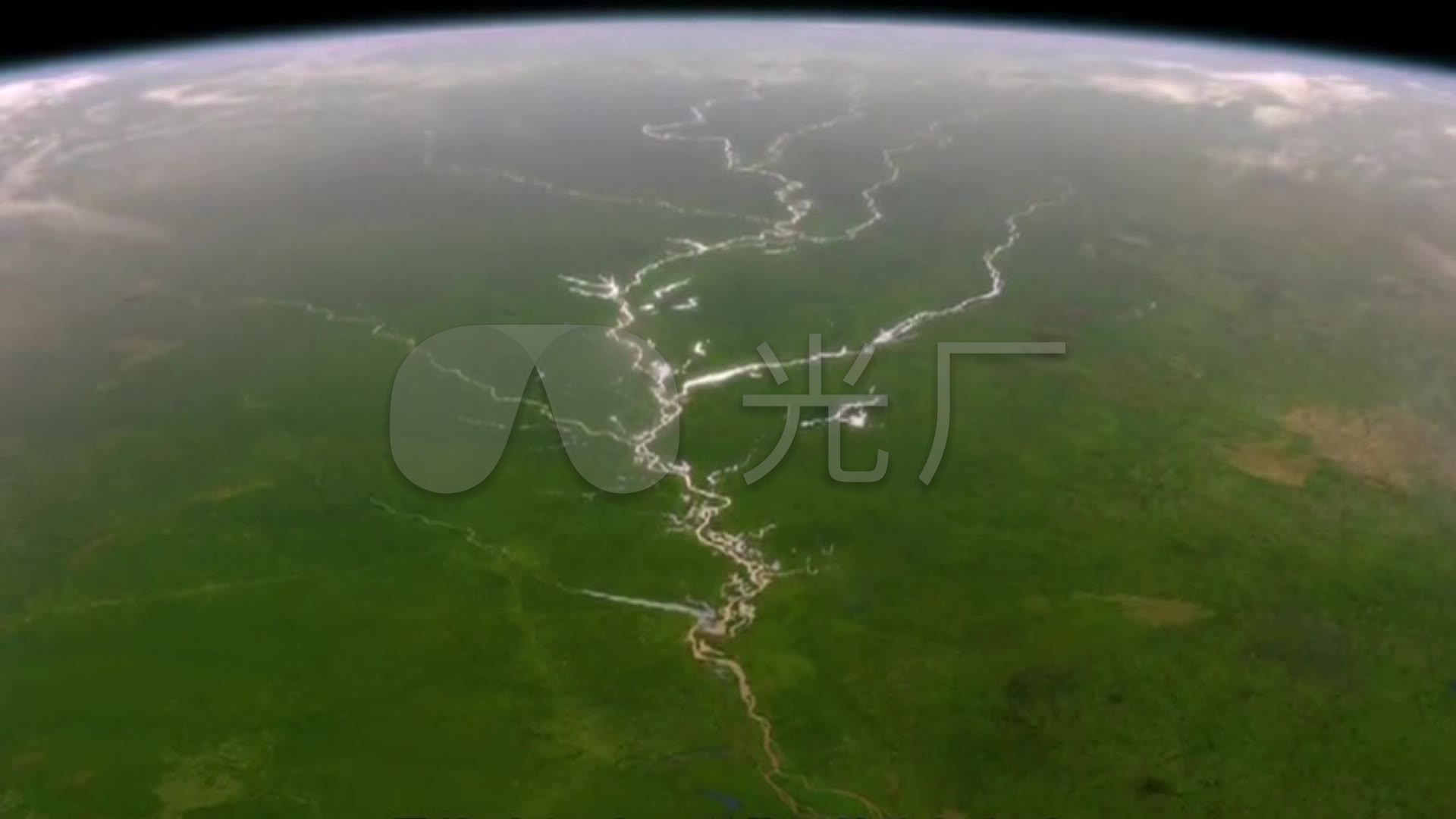 卫星航拍亚马逊河入海口_1920X1080_高清视