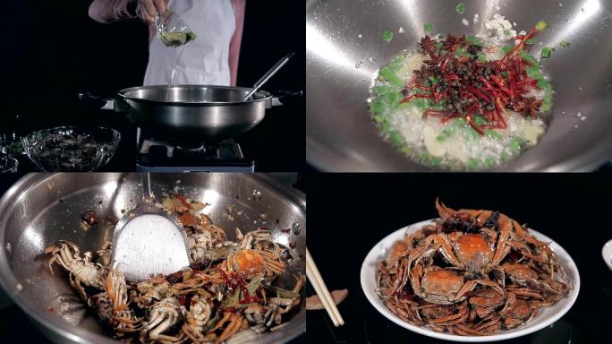 烹饪美食香辣蟹大杂蟹实拍广告高清视频素材