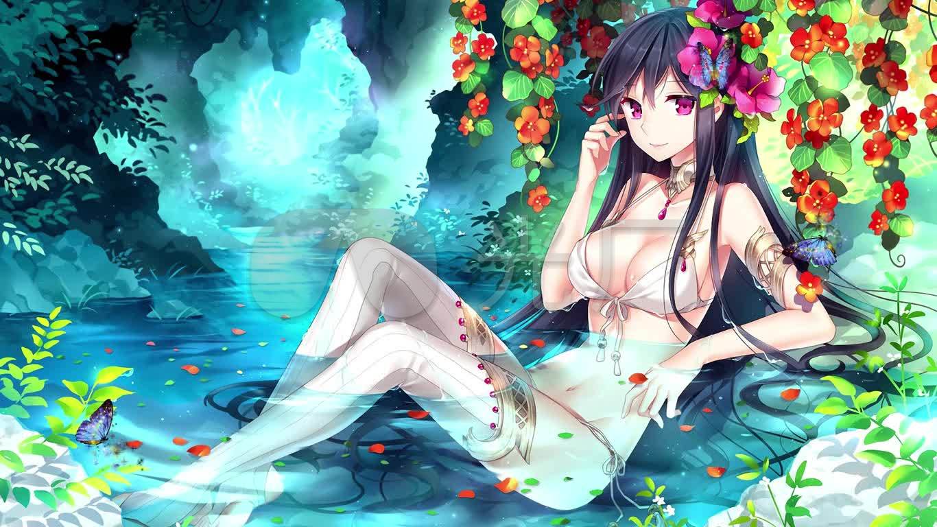 二次元女神动态壁画蝴蝶泉炫彩版_1366x768_高清视频素材下载(编号