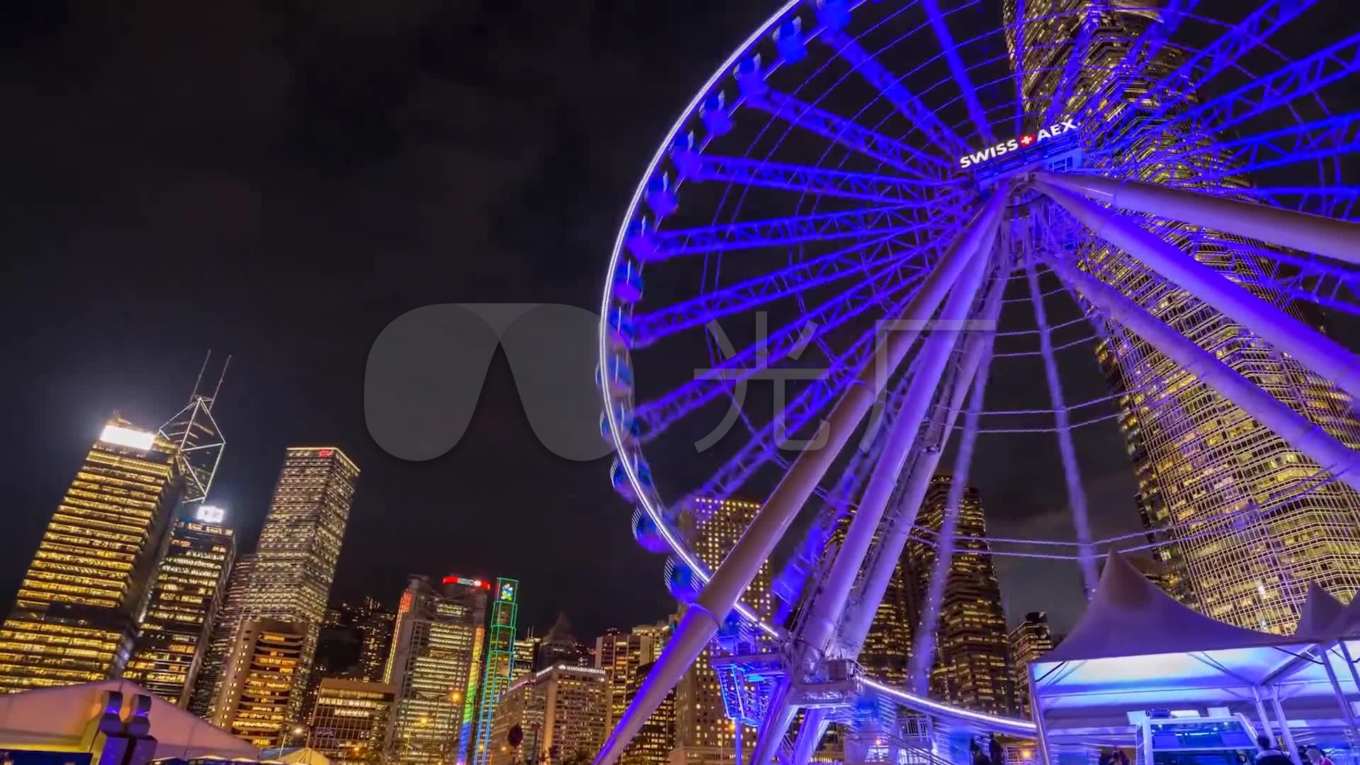 hd香港夜景摩天輪延時攝影