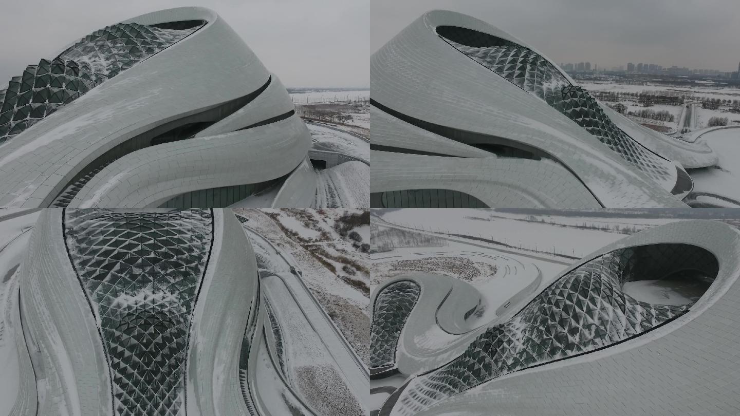 航拍雪中哈尔滨大剧院 19x1080 高清视频素材下载 编号 实拍视频 Vj师网www Vjshi Com