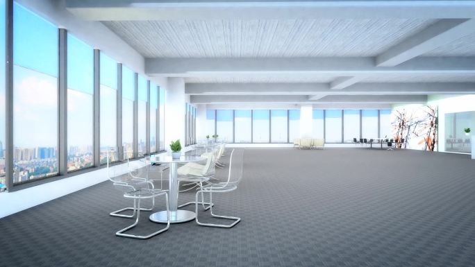 3d动画创客空间办公室生长变形特效