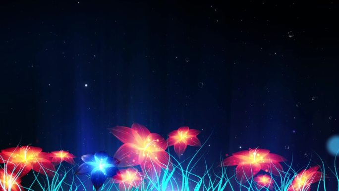 精致唯美夜下花朵绽放LED背景