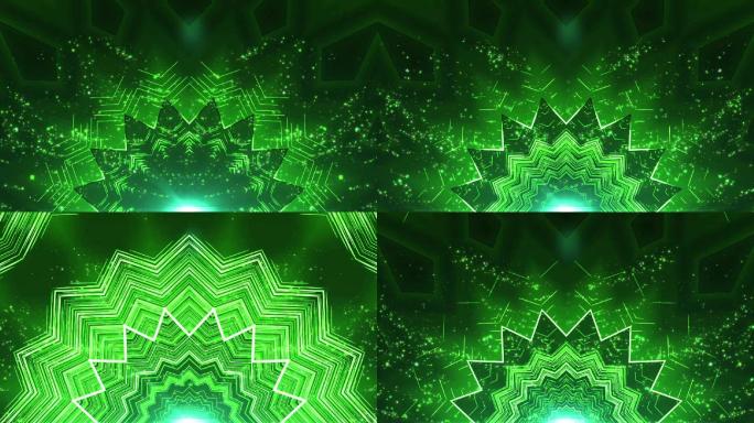 大气绿色粒子花纹LED走秀舞台背景