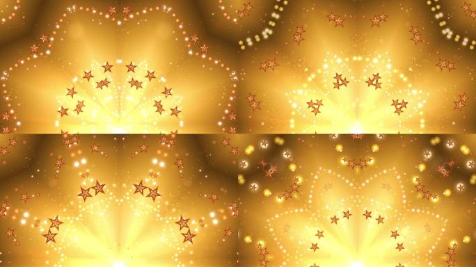 金色五角星粒子花纹LED舞台背景