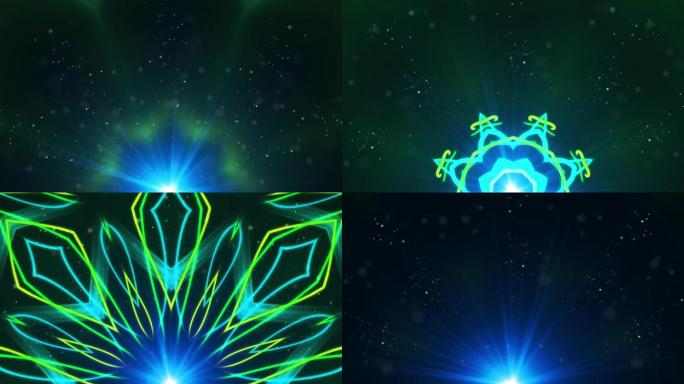 绿线条色粒子花纹LED舞台背景