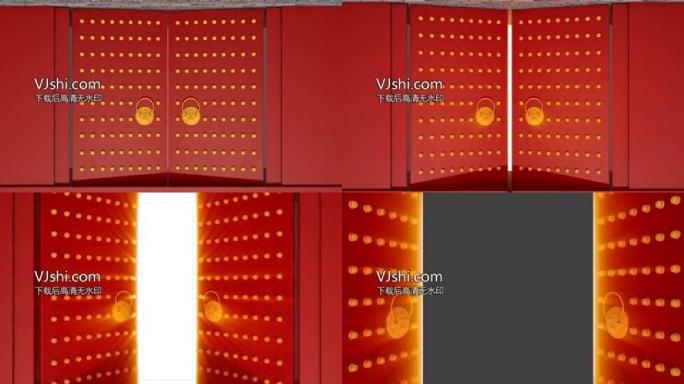 喜庆大红门开门动画