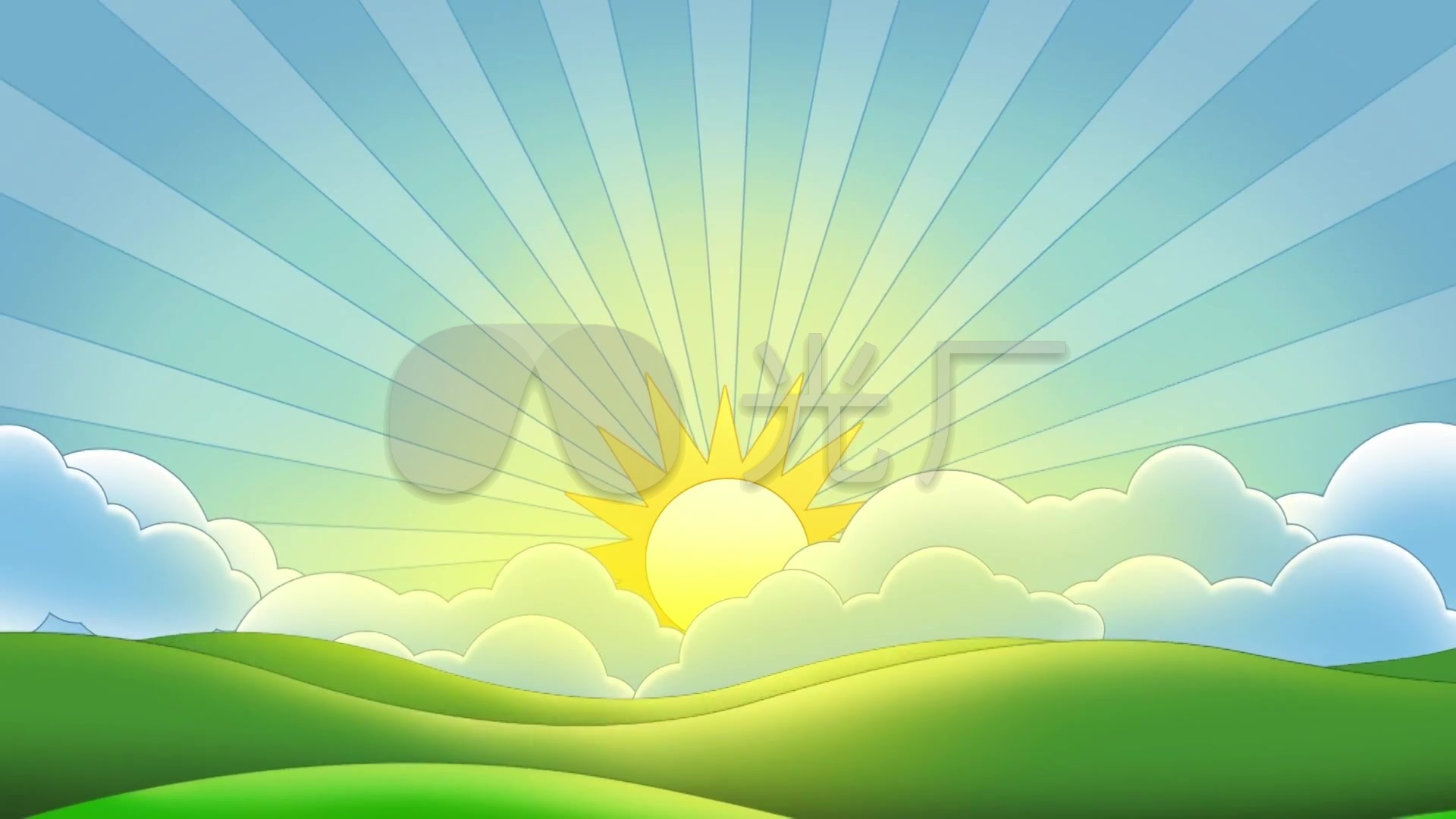 太阳公公云海日出卡通动画素材
