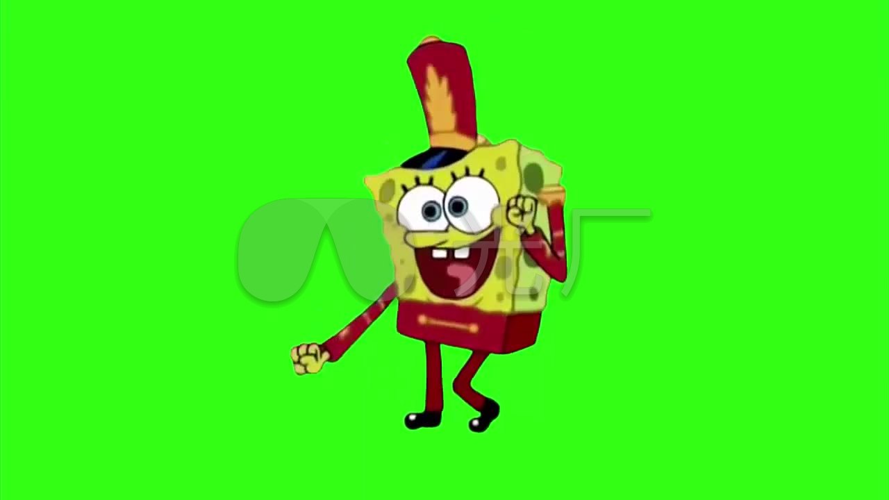 搞笑跳舞的海绵宝宝儿童卡通动画绿屏抠像_1280x720_高清视频素材下载