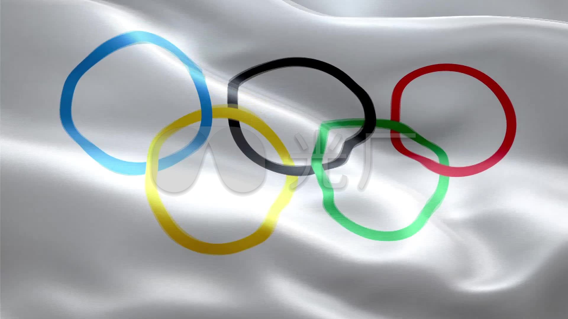 奥运五环丝绸高清旗帜三维