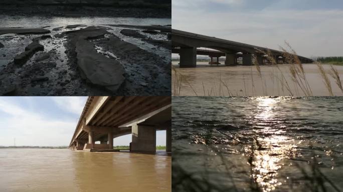 实拍干旱缺水水质河流干涸的河流