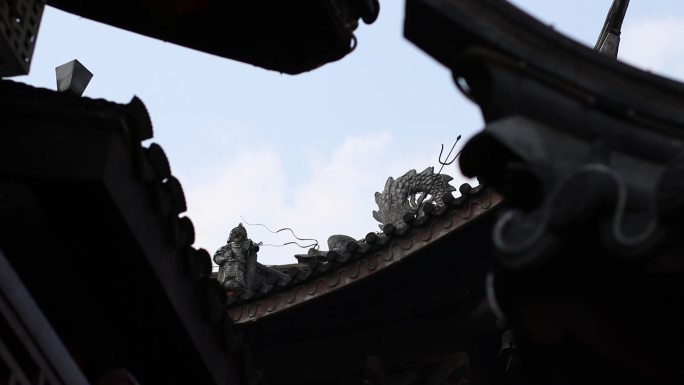无锡南禅寺飞檐龙雕塑石像实拍
