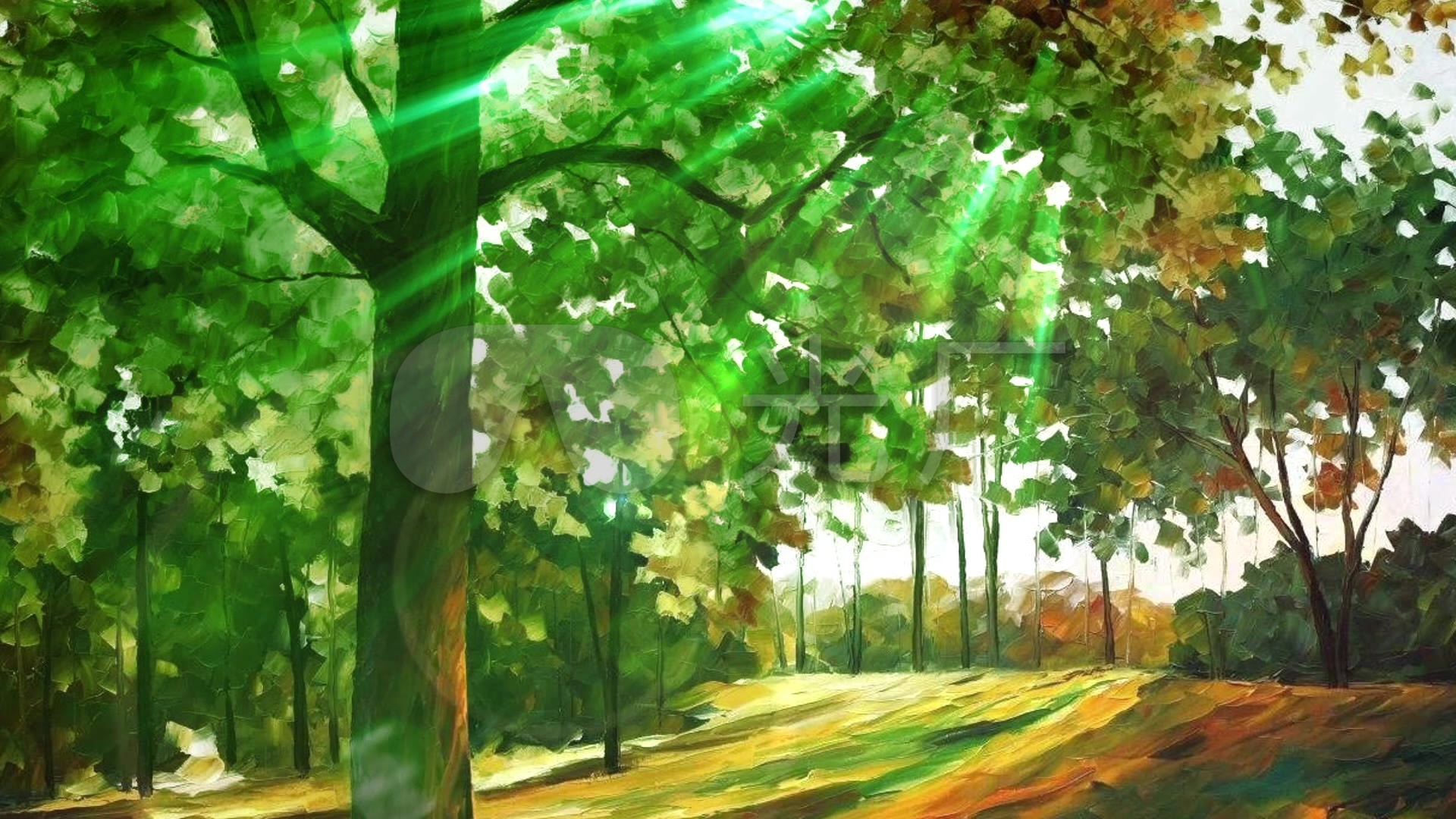 唯美扁平化秋季树林落叶元素设计图片_动漫卡通_插画绘画-图行天下素材网