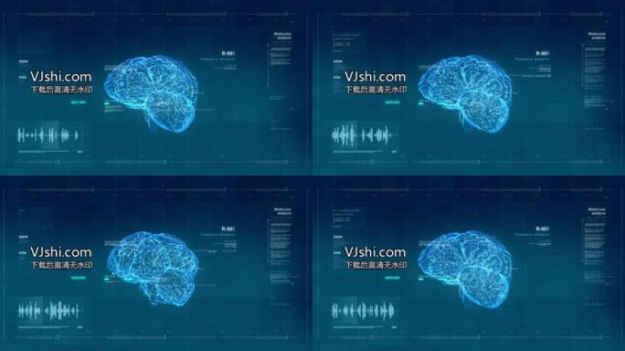 蓝色科技感数据分析大脑信息AE模板