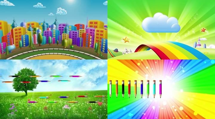 视频素材 舞台背景 场景背景 幼儿园儿童卡通舞蹈背景绘画音乐卡通